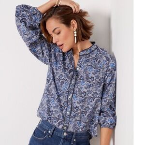 Evereve Blue Floral Button Down Shirt